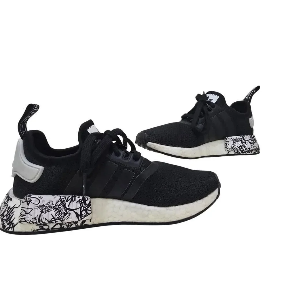 Adidas NMD_R1 J EH1383 'Black Graffiti' Black/White-Black Men's Size 5 Women's 7